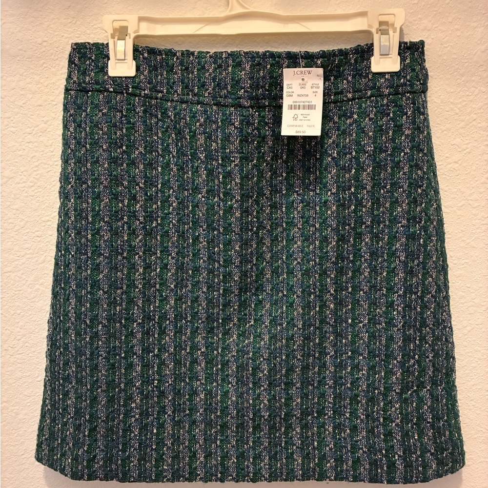 J. Crew Blue-Green Tweed Mini Skirt